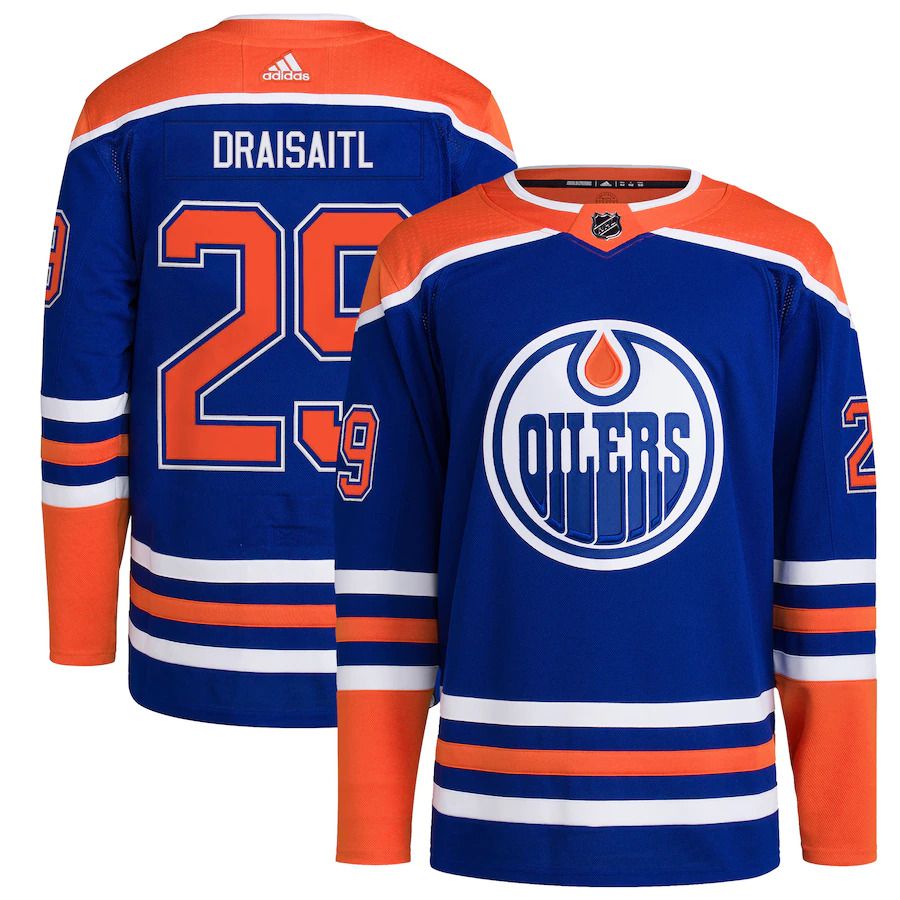 Men Edmonton Oilers 29 Leon Draisaitl adidas Royal Home Primegreen Authentic Pro Player NHL Jersey